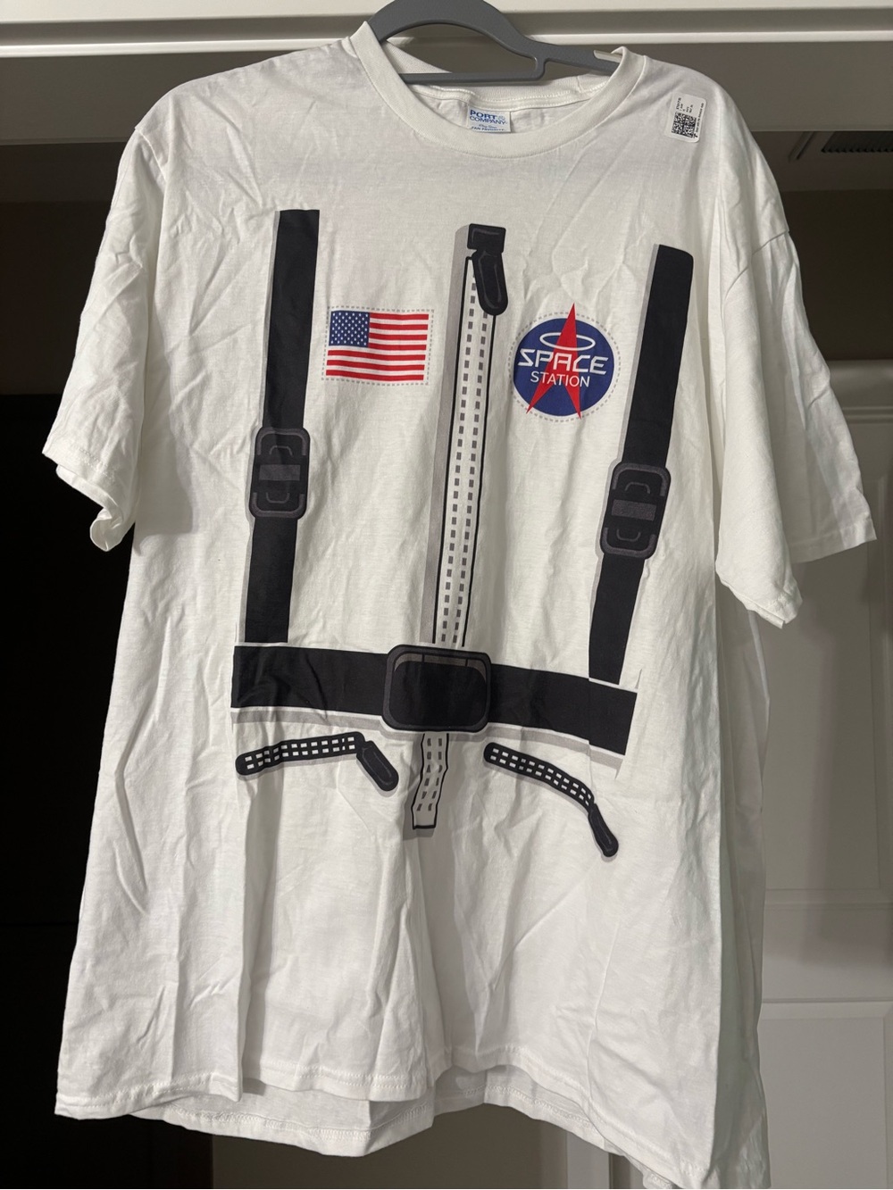 Space Station Graphic White Tee with Harness Print